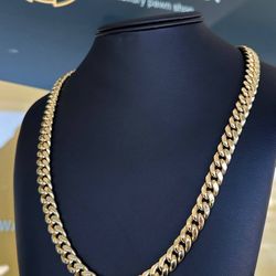10K Yellow Solid Gold curb style chain hollow 55g 24.5" 9.3mm