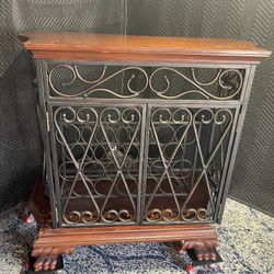 iron and wood wine rack bar cabinet (DELIVERY AVAILABLE)