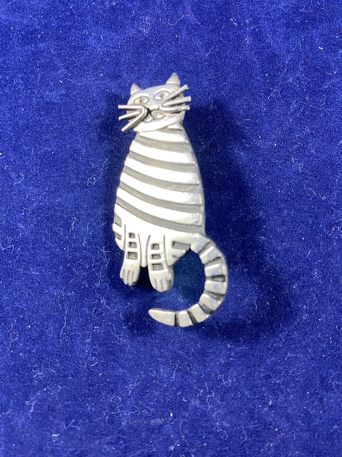 Silver and Black Cat Brooch