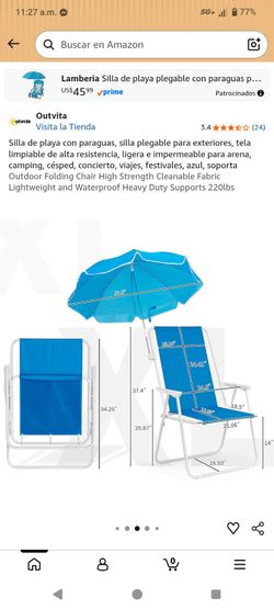 Outvita Folding Beach Chair with Umbrella