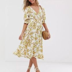 Faithfull The Brand Rafa Floral Off White Goldie Dress Size XS / US 2