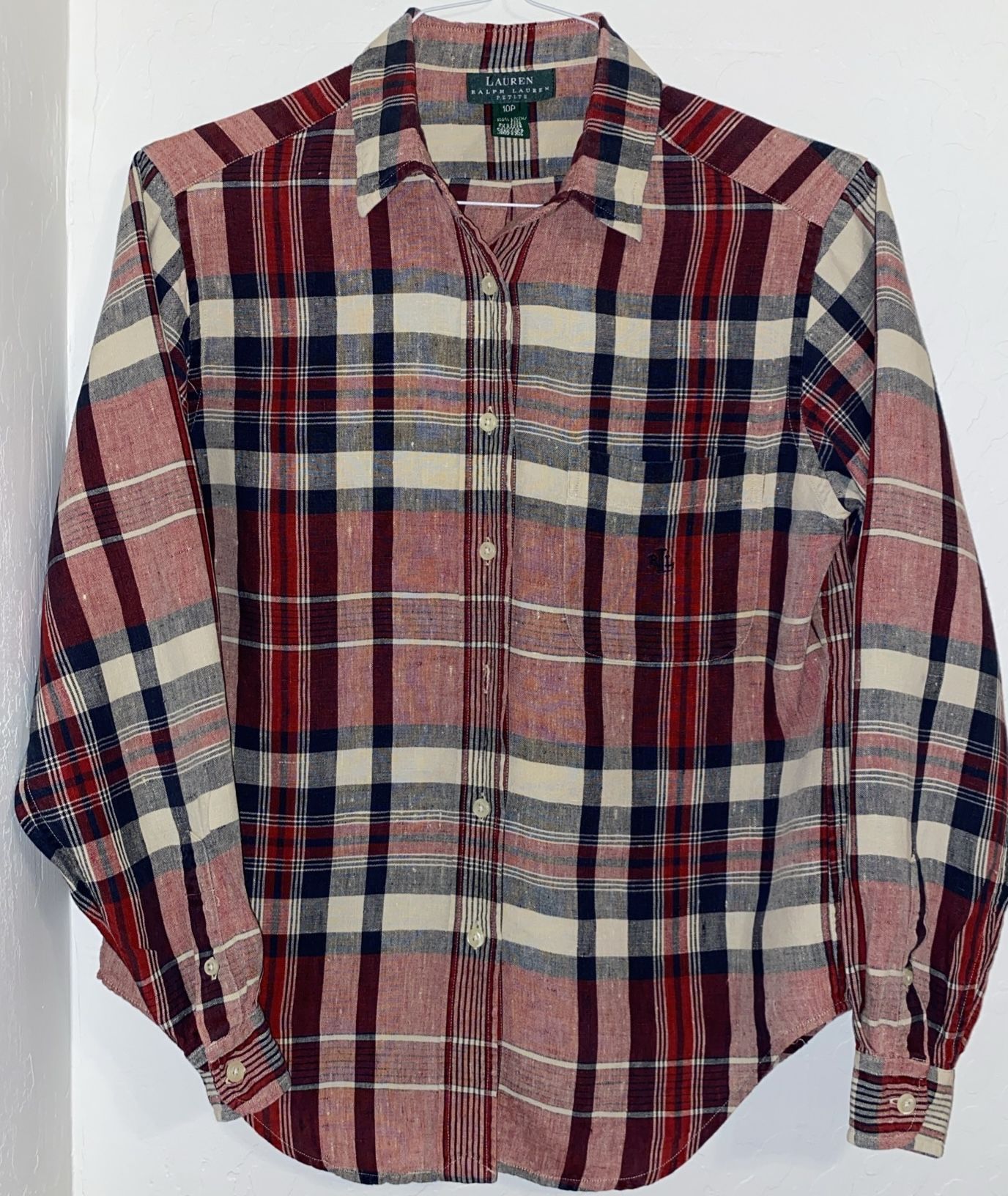 Lauren Ralph Lauren Womens Long Sleeve Button Plaid Flannel - Small petite