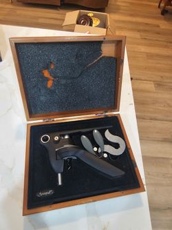 Screwpull Lever Corkscrew Wine Opener Set w/ Wooden Case & Accessories