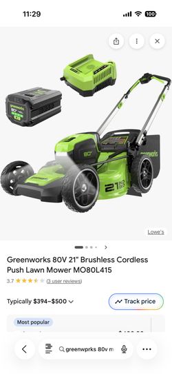 Greenworks 80V 21" Brushless Cordless Push Lawn Mower MO80L415
