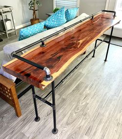 Live edge Sofa Bar Table - countertop height - Cedar