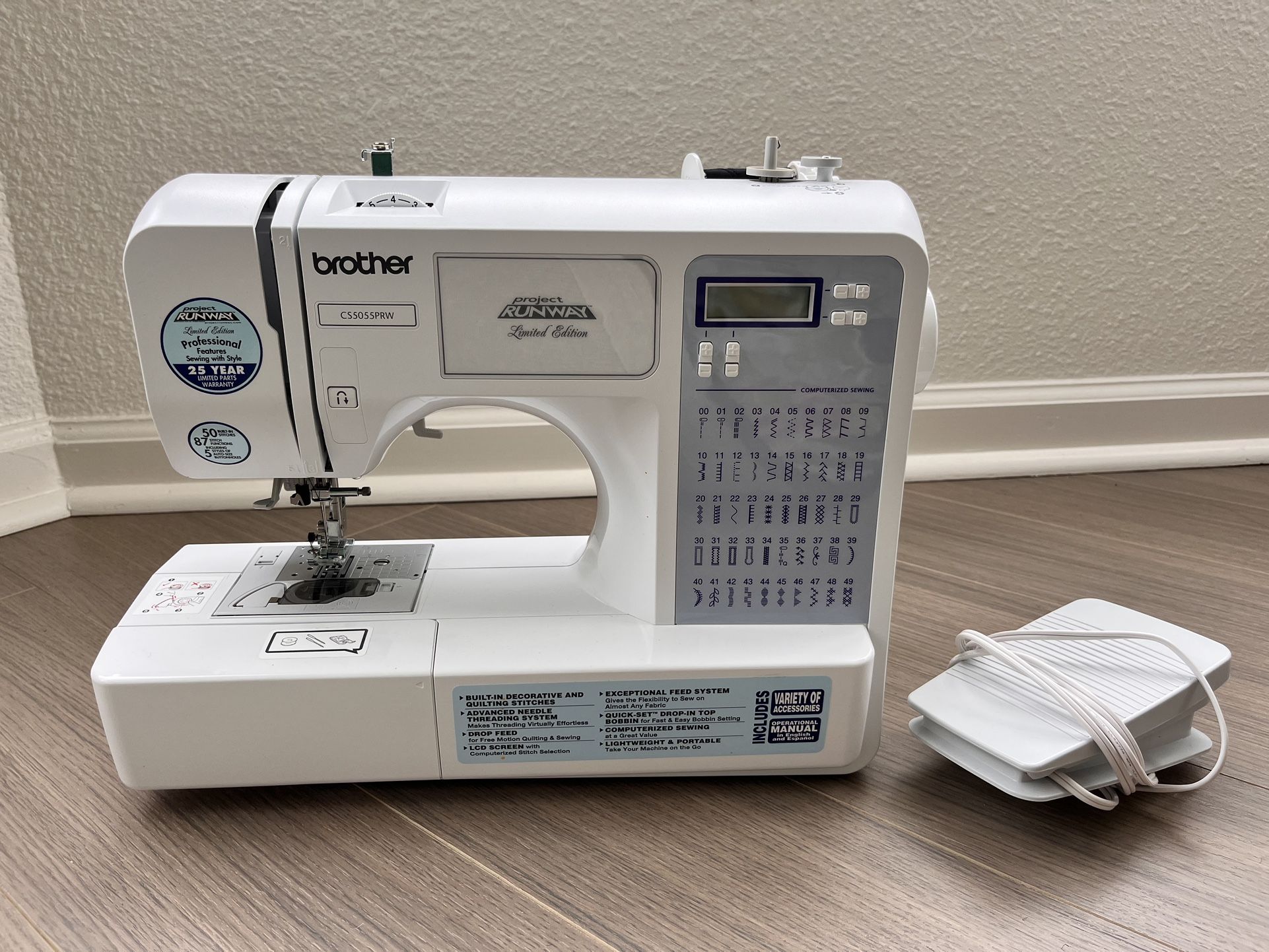 Brother Sewing Machine, CS5055PRW, Project Runway, 50 Built-in Stitches, LCD Display, 7 Included Sewing Feet