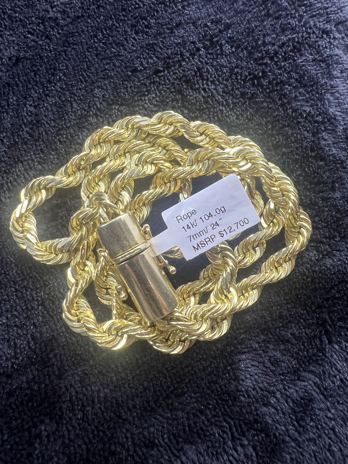 14k Gold Solid Rope Chain