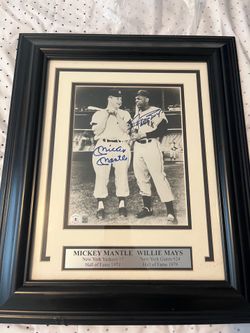 Beckett Certified Framed Mickey Mantle & Willie Mays Autographs