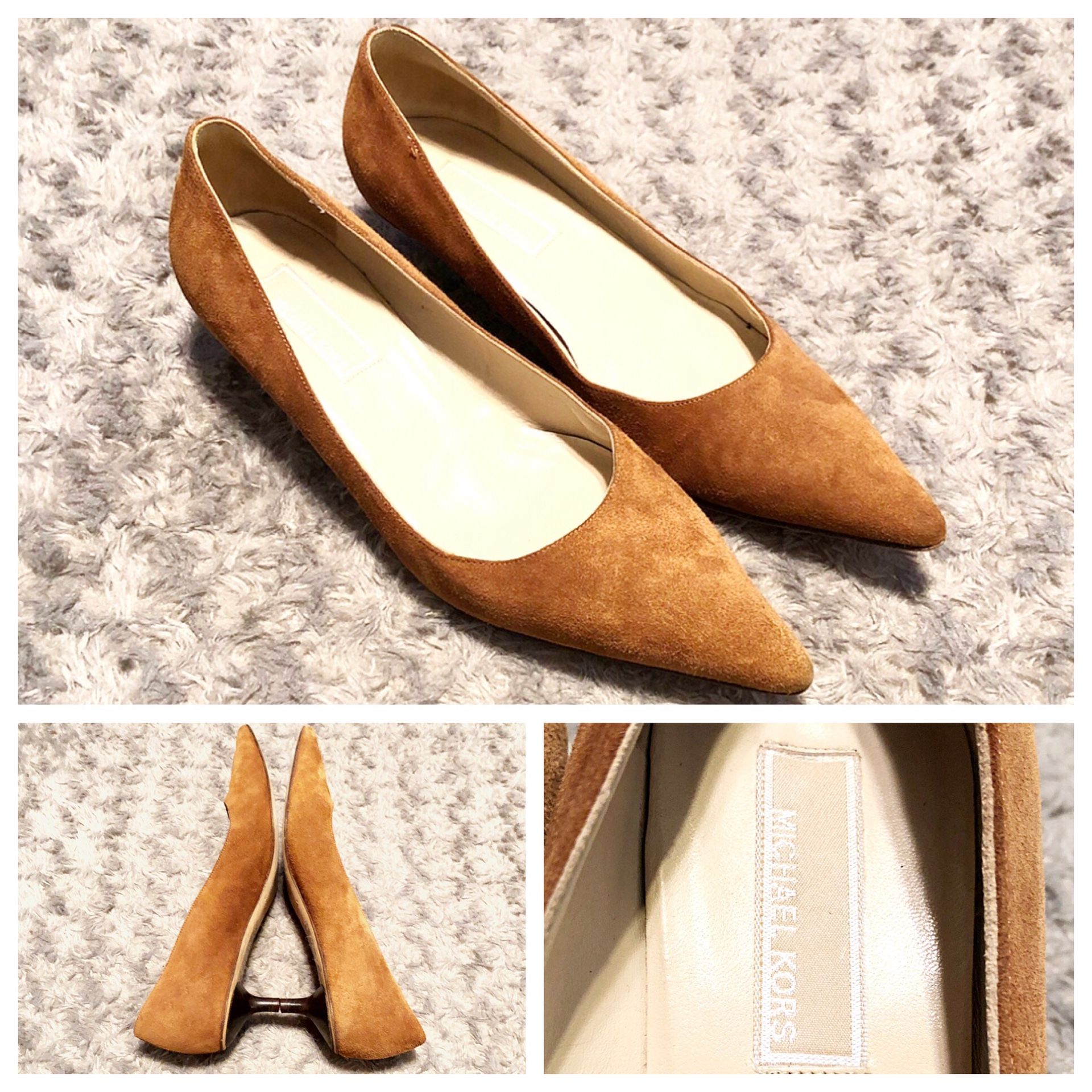 Michael Kors suede heels paid $125 size 7.5 like new! Excellent condition! Pointed Toe Stacked Slim Kitten Heel Pumps Authentic