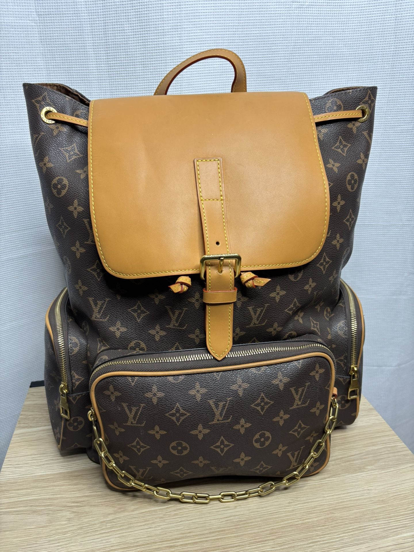 Louis Vuitton Trio Backpack With Gold Chain