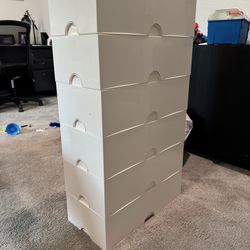 6  count large Lego storage bins, white