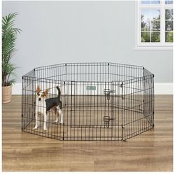 Wire Dog Exercise Pen with Step-Thru Door, Black E-Coat, 24-in