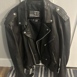 Heavy Leather Motorcycle Jacket and Chaps 