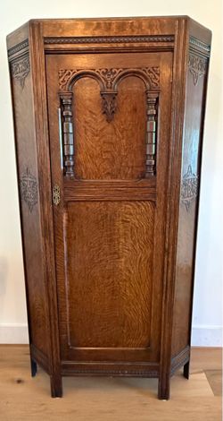 Antique Carved Wood Armoire / Wardrobe