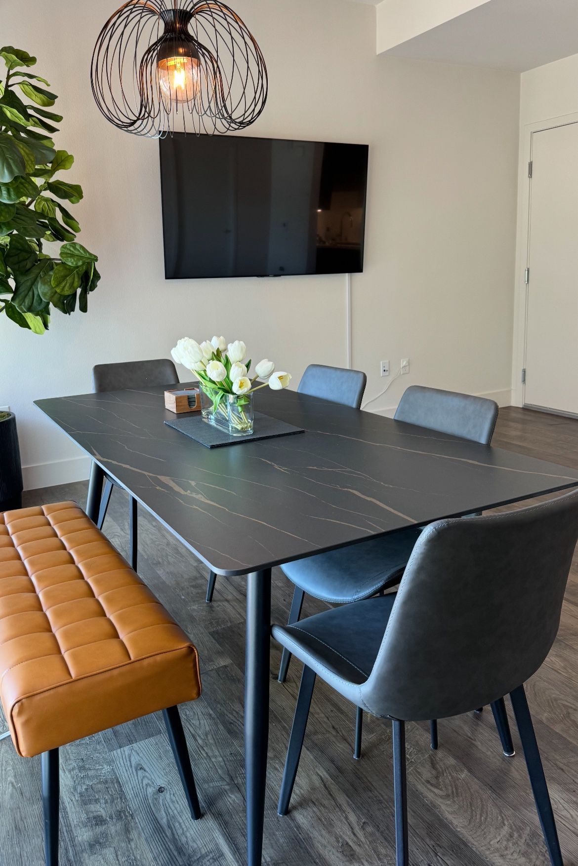 Modern Stone Top Dining Table With Chairs