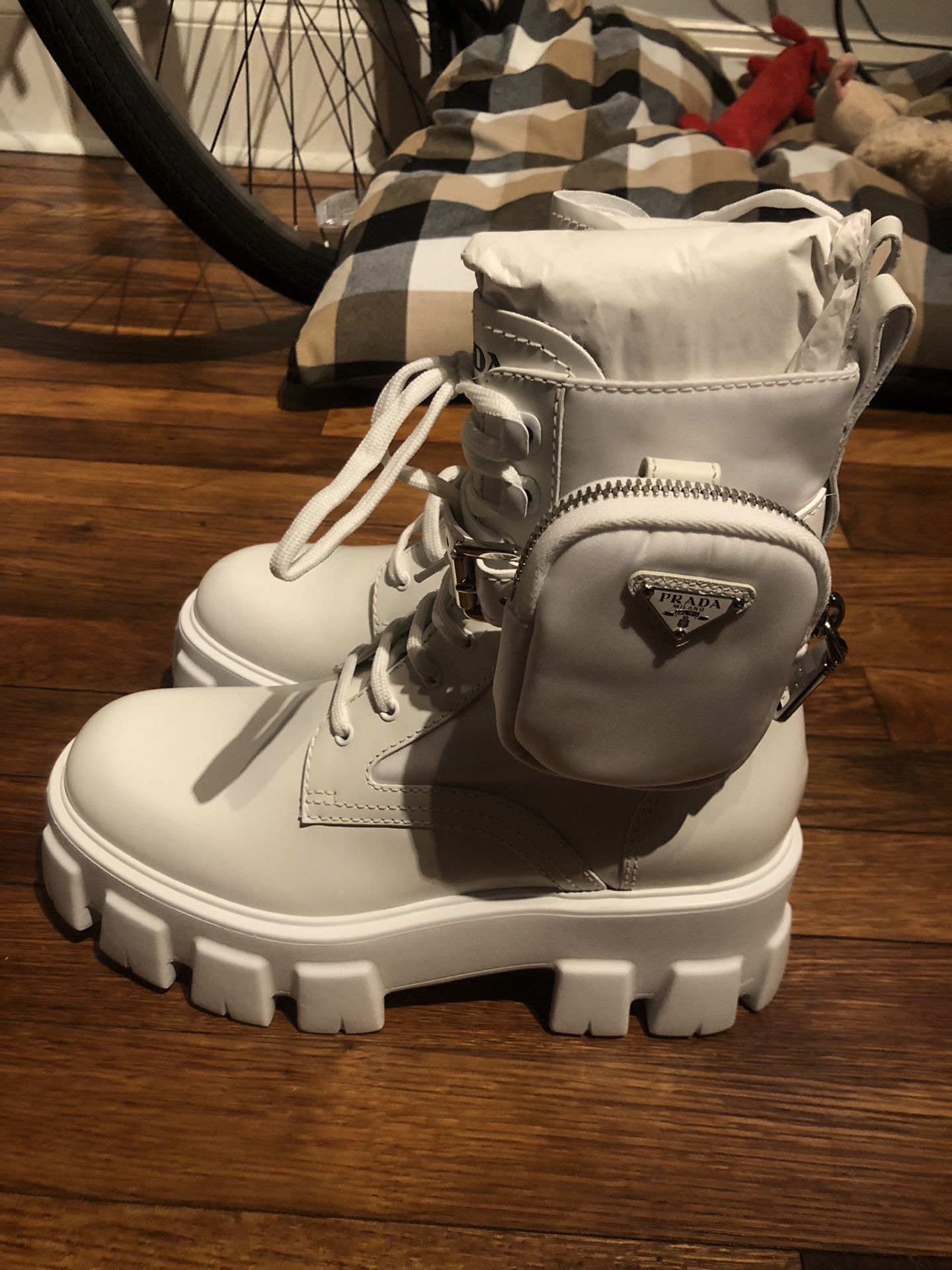 Prada Monolith Brushed Leather Boots