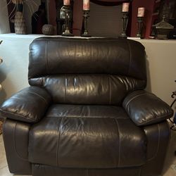 Oversized brown recliner