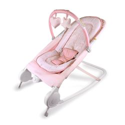 New! Summer Infant 2-in-1 Bouncer & Rocker Duo (Pink) Convenient and Portable Rocker and Bouncer for Babies Includes Soft Toys and Soothing Vibrations