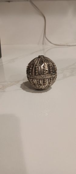 2 Silver Filigree Decorative Ball Box's