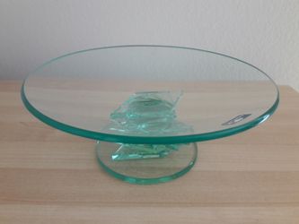 Very decorative Serving/ Display Glass Bowl, 10" Diam., by LEONARDO, Touch of blue, like new