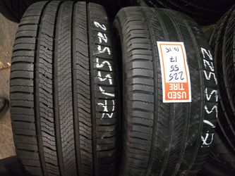 2 Tires 225.55.17 Michelin Defender 90 % Tread Dot 1623