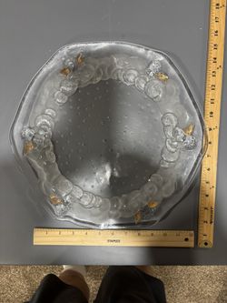 Vintage Glass Serving Platter With Cherub Design 