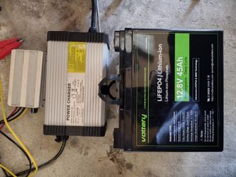 45ah 12v Lifepo4 Lithium Battery With Two Lithium Chargers,Used Only 1 Week.