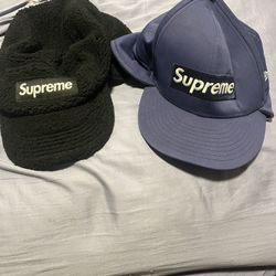 2 Supreme Hats Blue And Black