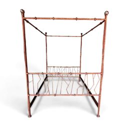 Vintage Wrought Iron Canopy Bed Frame - Artisan Boho / Rustic Queen Size