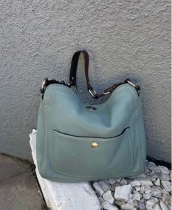 Teal coach Chelsea hobo pebbled shoulder bag