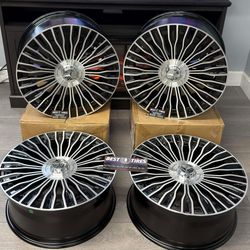 (Set of 4) 20’ Inch Mercedes Benz AMG Maybach Style Wheels Rims S C E Class 20x8.5/9.5 36/43 5x112 Machined Black 