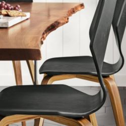 Set Of 2 Room & Board Pike Side Chairs With A High Back Molded Plywood Seat And Tapered Wood Legs