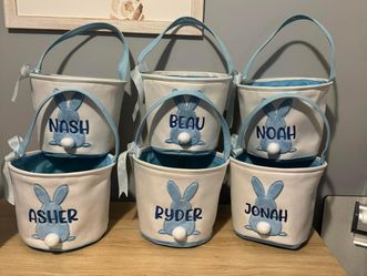 Personalized Embroidered Canvas Easter Baskets 