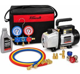 3.5CFM 1/4HP HVAC Vacuum Pump R134a R12 R22 R410a A/C Refrigeration Set AC Manifold Gauge R134 Can Tap Carrying Tote