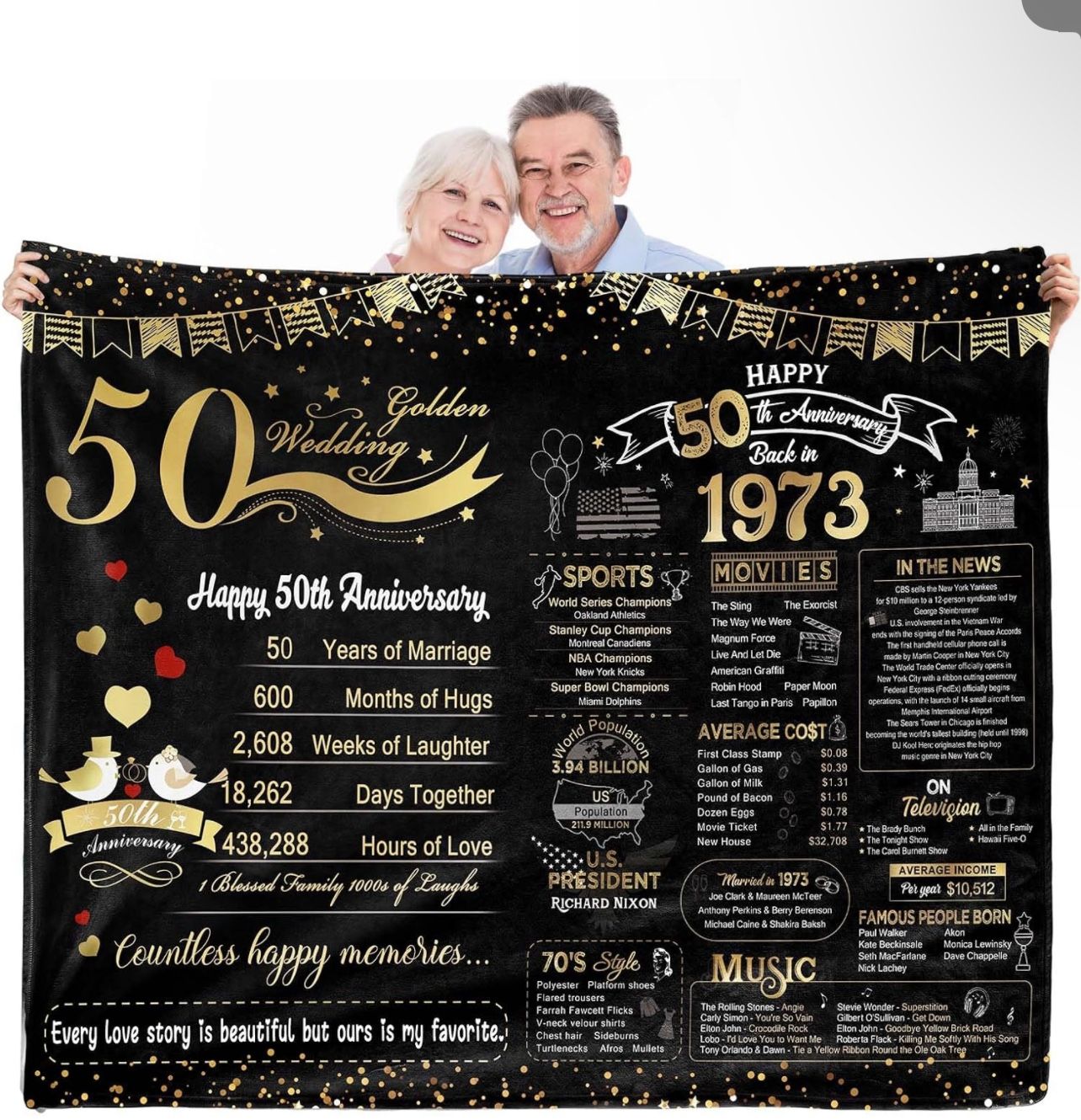 50th Anniversary Wedding Soft Flannel Throw Blanket