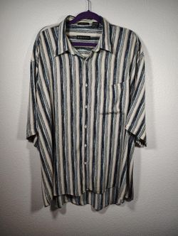 Riscatto Men's XL Button up collar striped blue beige tan [COPY]