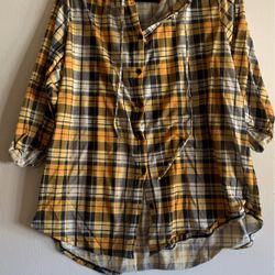Yellow And Black Plaid Top