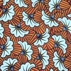 African Fabric 1 Yard Cotton Wax Ankara Print RED YELLOW BLACK WHITE Abstract