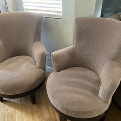 Two Rose Mauve Swivel Sitting Chairs 
