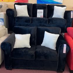 🇺🇸HUGE Blowout Furniture Sale!🇺🇸 Brand New Ultra Plush Black Sofa Loveseat Living room Set W/ Accent Pillows! $50 Down Takes It Home Today! 