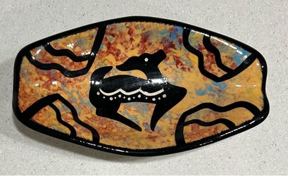 Rare 1980 Vintage Mana Pottery 10.5” Oval Deer Serving Platter Plaque - Goldwaters Custom Commission