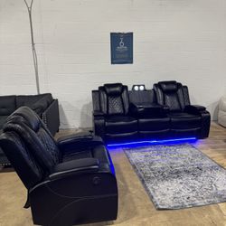 Recliners Set Power LED AND WIRELESS CHARGER 
