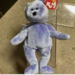 TY Beanie Baby Clubby ii RARE hologram tag Purple Blue Bear
