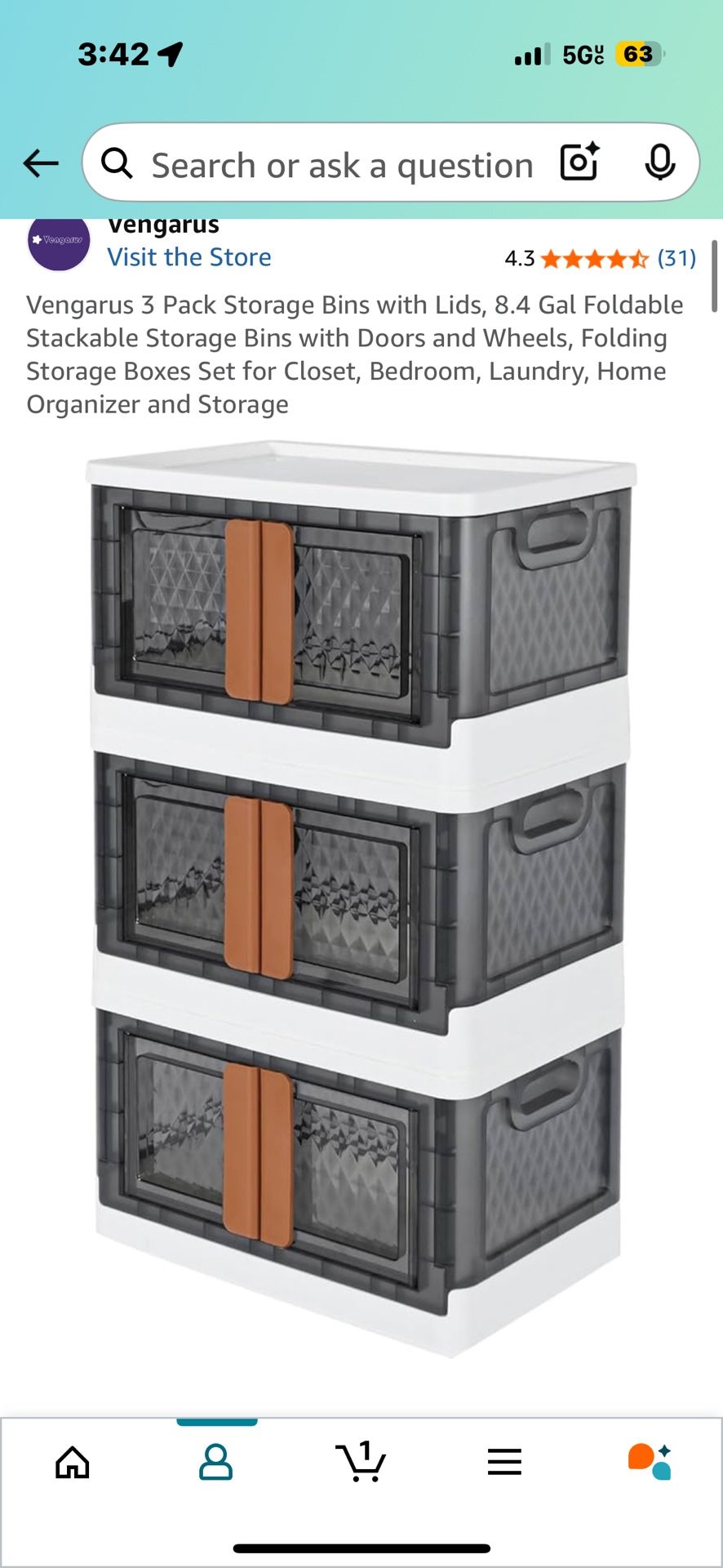 3 Storage Bins Brand New In Box 