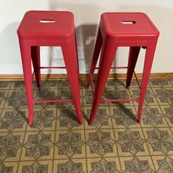 Red Metal Stools