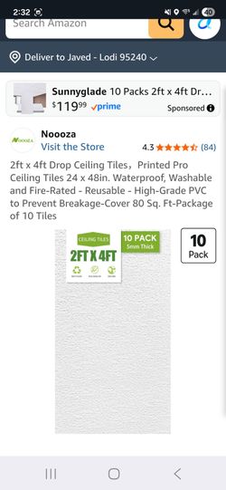 2ft x 4ft Drop Ceiling Tiles，Printed Pro Ceiling Tiles 24 x 48in. Waterproof, Washable and Fire-Rated - Reusable - High-Grade PVC to Prevent Breakage-