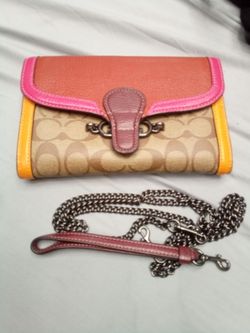 Coach bag coffee brown/orange/ violet