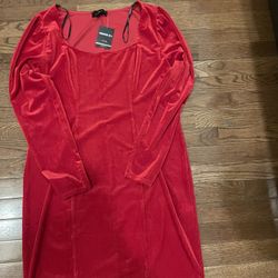 Forever 21 red velvet long sleeve Bodycon Dress