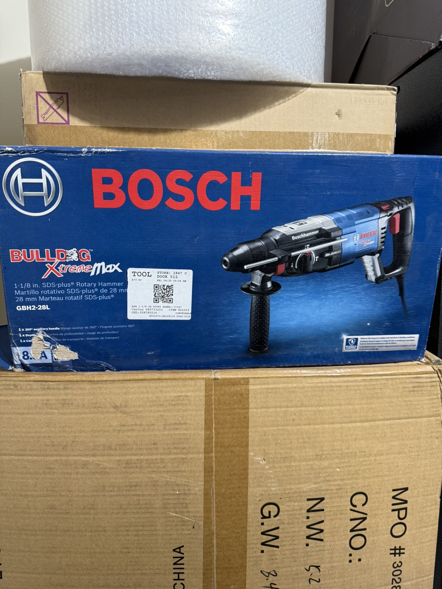 Brand New - BOSCH GBH2-28L 1-1/8 Inch SDS-plus Variable-speed Bulldog Xtreme Max Rotary Hammer