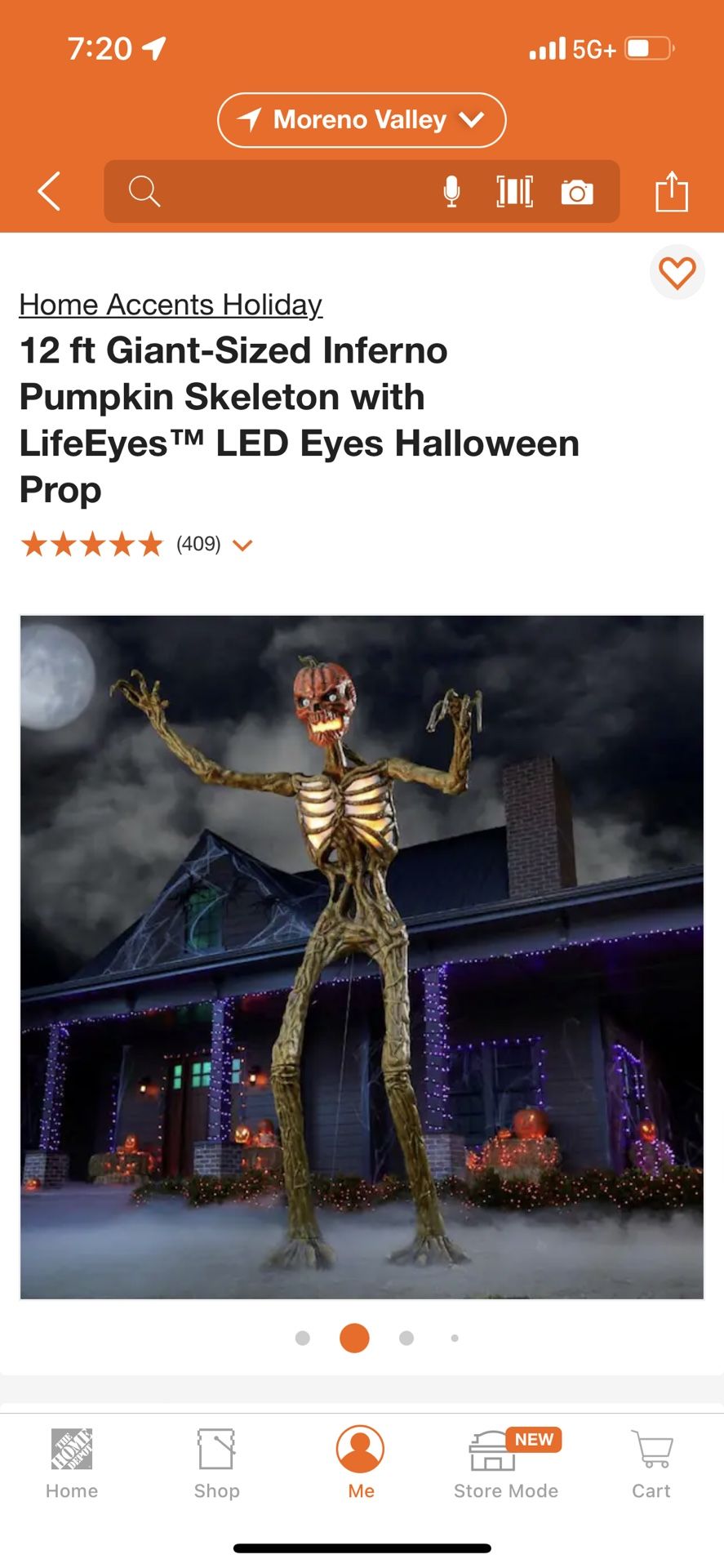 Used 12 ft Giant-Sized Inferno Pumpkin Skeleton